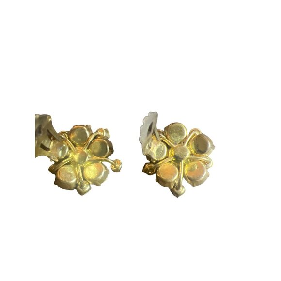 Vintage Blue Rhinestone Clip-on Earrings Prong Set Unique Elegant - Picture 3 of 4